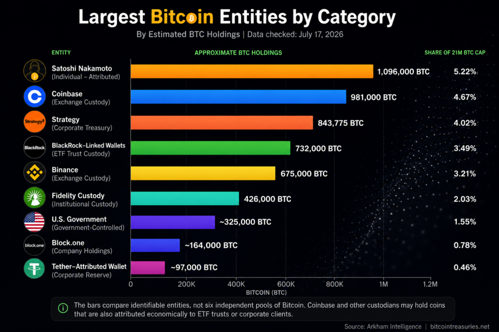 largest Bitcoin Entities by Category