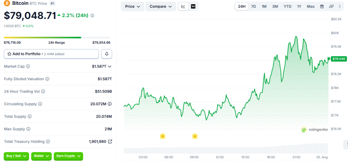BTC Price Movement at 6:33 PM UTC on August 24