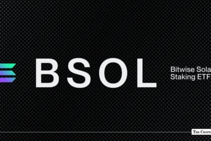 Text graphic featuring "BSOL Bitwise Solana Staking ETF" alongside the Solana logo against a dark textured background