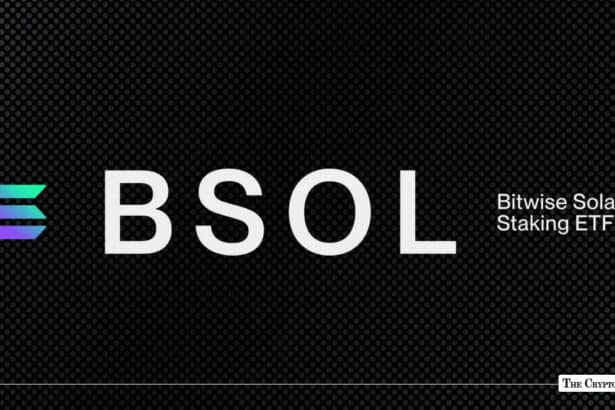 Text graphic featuring "BSOL Bitwise Solana Staking ETF" alongside the Solana logo against a dark textured background