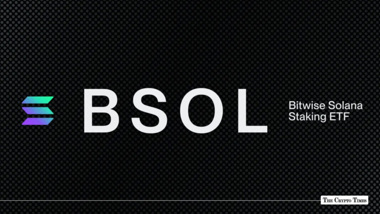 Text graphic featuring "BSOL Bitwise Solana Staking ETF" alongside the Solana logo against a dark textured background