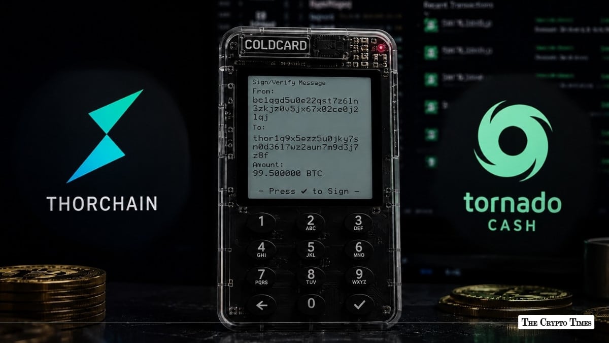 Coldcard Hacker Swaps Bitcoin to ETH via THORChain and Tornado Cash