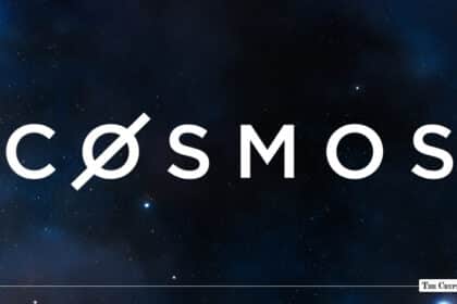 White Cosmos logo displayed against a starry outer space background