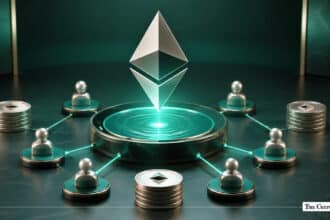 Ethereum coins combined in an Ethereum staking pool to earn staking rewards