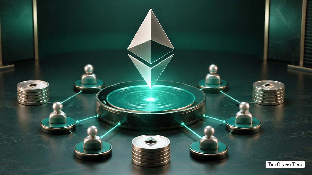 Ethereum coins combined in an Ethereum staking pool to earn staking rewards