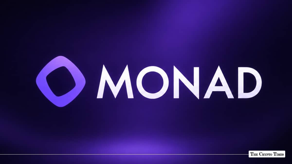White Monad logo and text displayed on a purple gradient background
