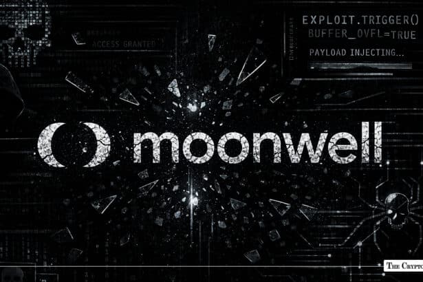 Cracked Moonwell logo on a dark background with computer code and hacker graphics representing a protocol exploit