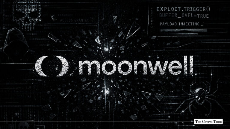 Cracked Moonwell logo on a dark background with computer code and hacker graphics representing a protocol exploit