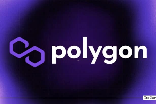 Polygon logo with white typography and a purple emblem on a dark purple background