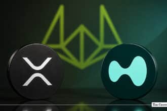 XRP and Hyperliquid (HYPE) tokens side-by-side with a glowing green Wintermute logo in the background