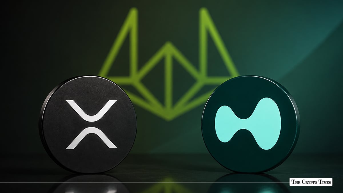 XRP and Hyperliquid (HYPE) tokens side-by-side with a glowing green Wintermute logo in the background