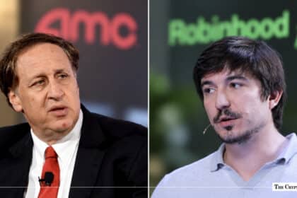 AMC CEO Adam Aron and Robinhood CEO Vlad Tenev in a side-by-side portrait