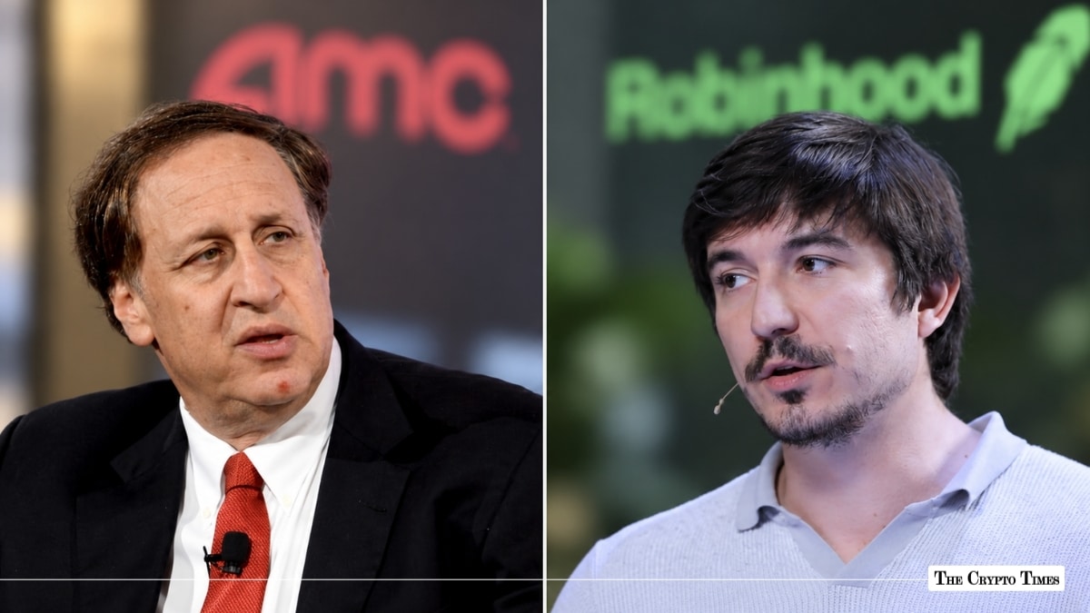 AMC CEO Adam Aron and Robinhood CEO Vlad Tenev in a side-by-side portrait