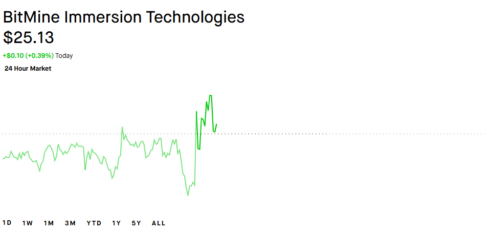 Bitmine BMNR price chart as of September 14 (236 PM UTC)