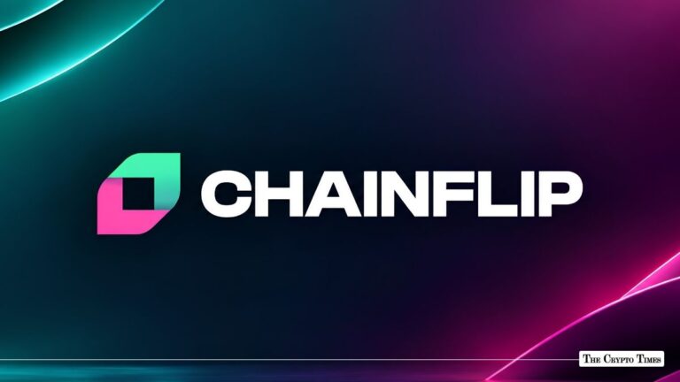 Chainflip logo on a dark background with teal and pink gradient accents.