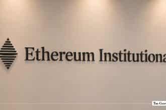 Ethereum Institutional signage mounted on a wall with the Ethereum logo.