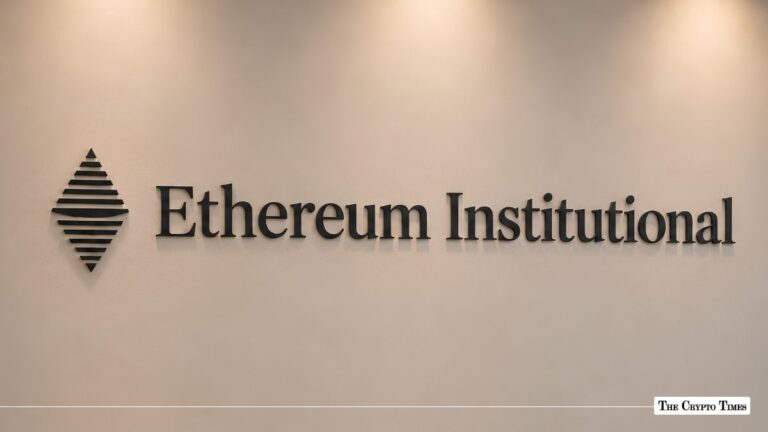 Ethereum Institutional signage mounted on a wall with the Ethereum logo.