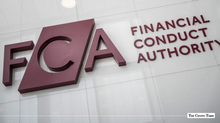 Financial Conduct Authority FCA logo mounted on a white wall