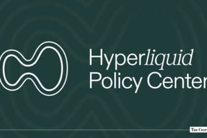 White Hyperliquid Policy Center logo and brand name set against a dark green wavy background