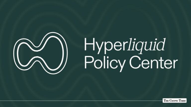 White Hyperliquid Policy Center logo and brand name set against a dark green wavy background