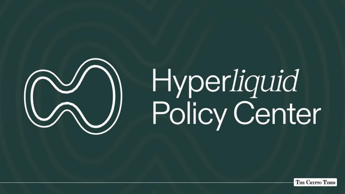 White Hyperliquid Policy Center logo and brand name set against a dark green wavy background