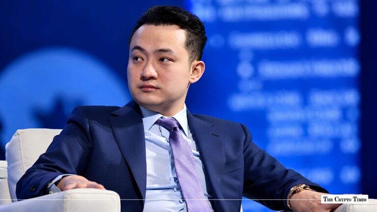 Justin Sun speaking on a stage panel.