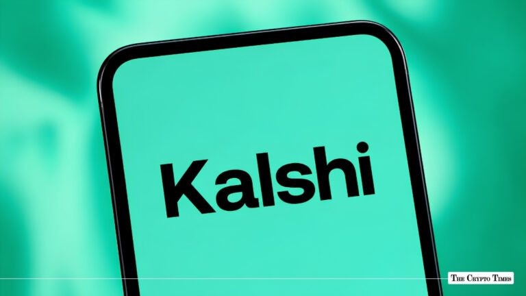 Smartphone screen displaying the Kalshi logo against a bright green background.