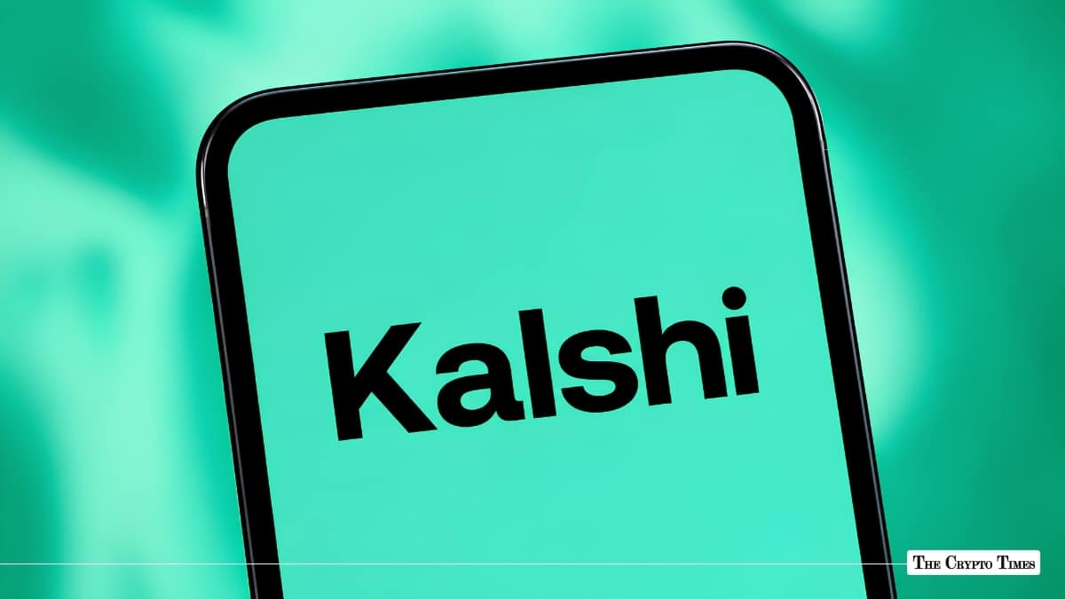 Smartphone screen displaying the Kalshi logo against a bright green background.
