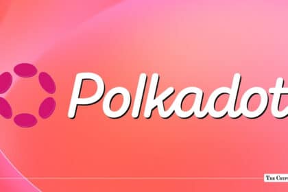 Polkadot logo set against a bright pink gradient background
