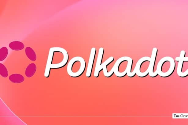 Polkadot logo set against a bright pink gradient background