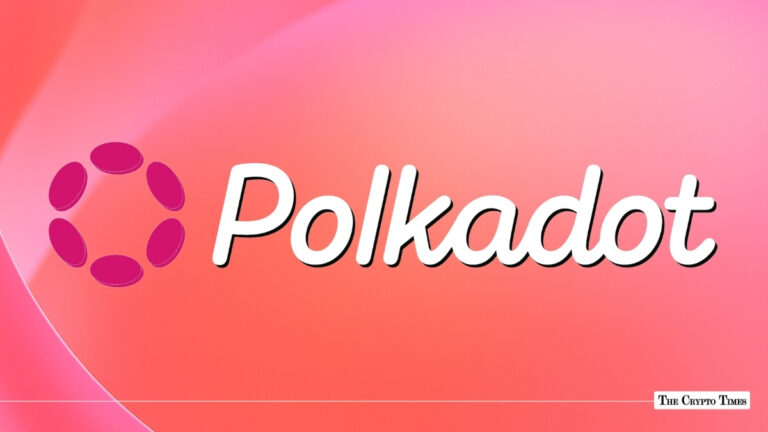 Polkadot logo set against a bright pink gradient background