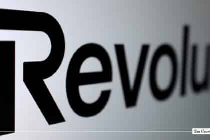 Close-up of the Revolut brand logo in black text on a light background