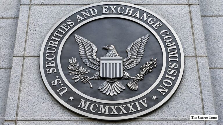 U.S. Securities and Exchange Commission seal mounted on a granite wall.