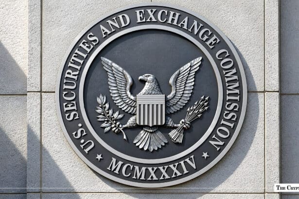 Official U.S. Securities and Exchange Commission (SEC) seal mounted on a stone wall.
