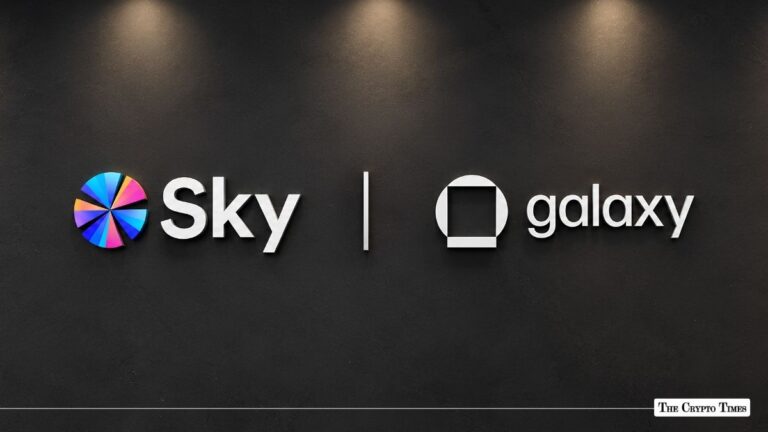 Sky and Galaxy corporate logos mounted side-by-side on a wall.