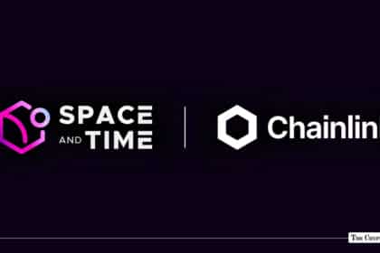 Space and Time and Chainlink logos displayed side-by-side on a dark background.