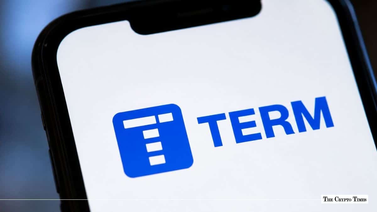 Smartphone screen showing the blue Term Finance logo and text against a white background
