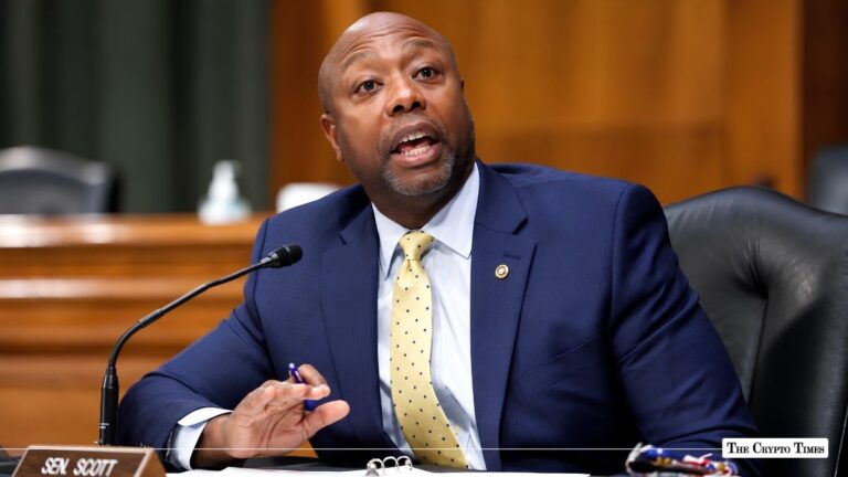 Senator Tim Scott speaking at a congressional hearing.
