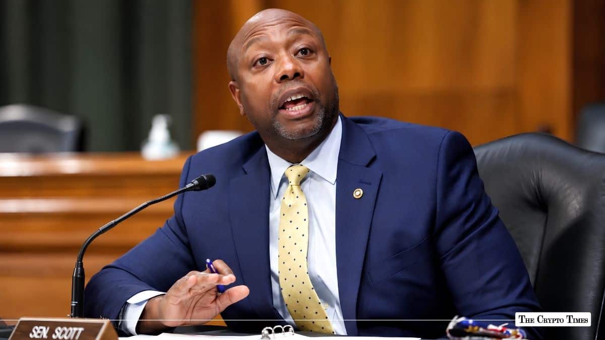 Senator Tim Scott speaking at a congressional hearing.