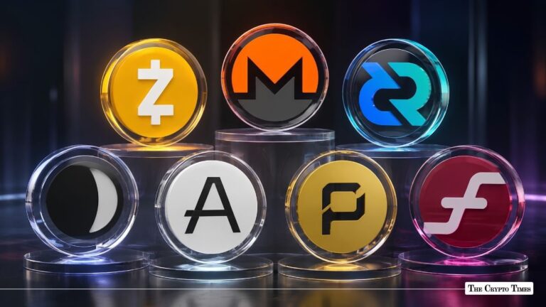 Privacy-focused cryptocurrency coins including Zcash, Monero, Dash, and others.