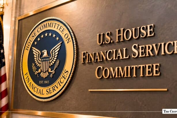 U.S. House Financial Services Committee emblem and wall lettering.