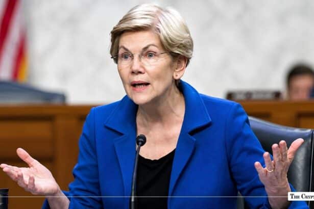 Senator Elizabeth Warren gesturing during a committee hearing.