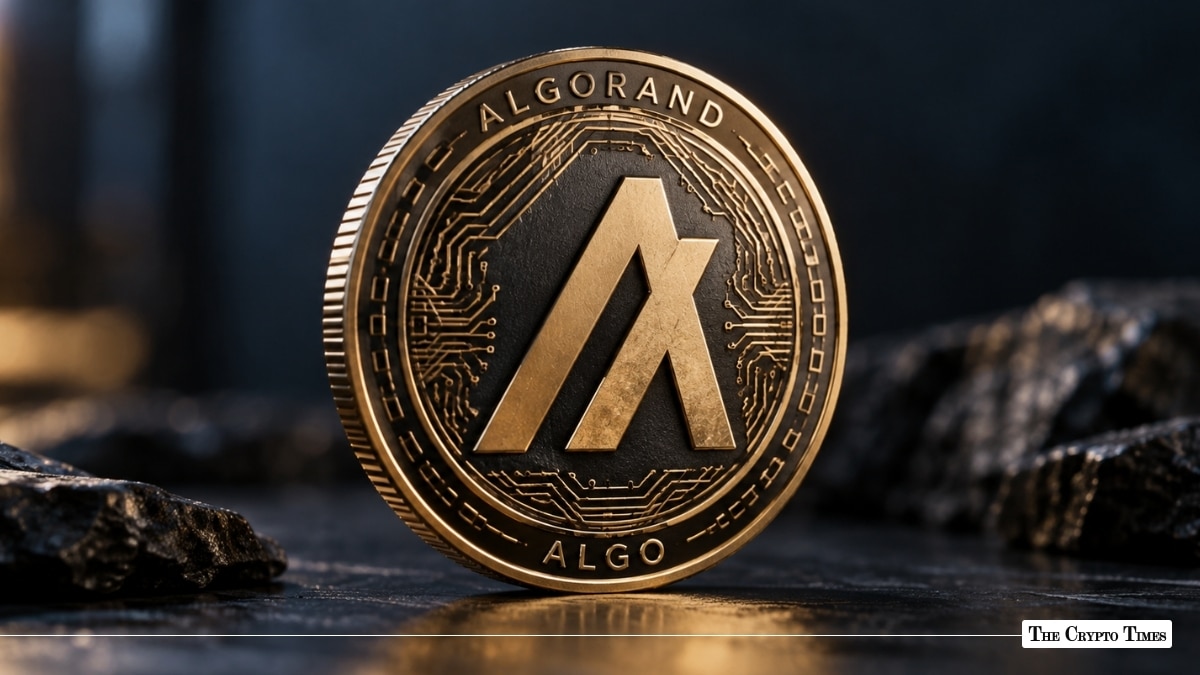 Gold Algorand (ALGO) token coin on a dark surface