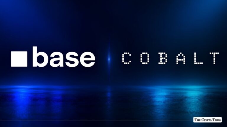 Base and Cobalt partnership graphic featuring both brand logos separated by a vertical blue light divider.
