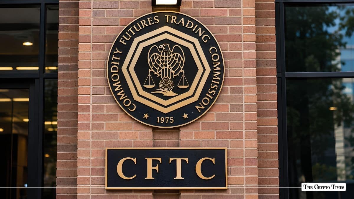 Commodity Futures Trading Commission (CFTC) seal and building plaque mounted on a brick exterior wall.