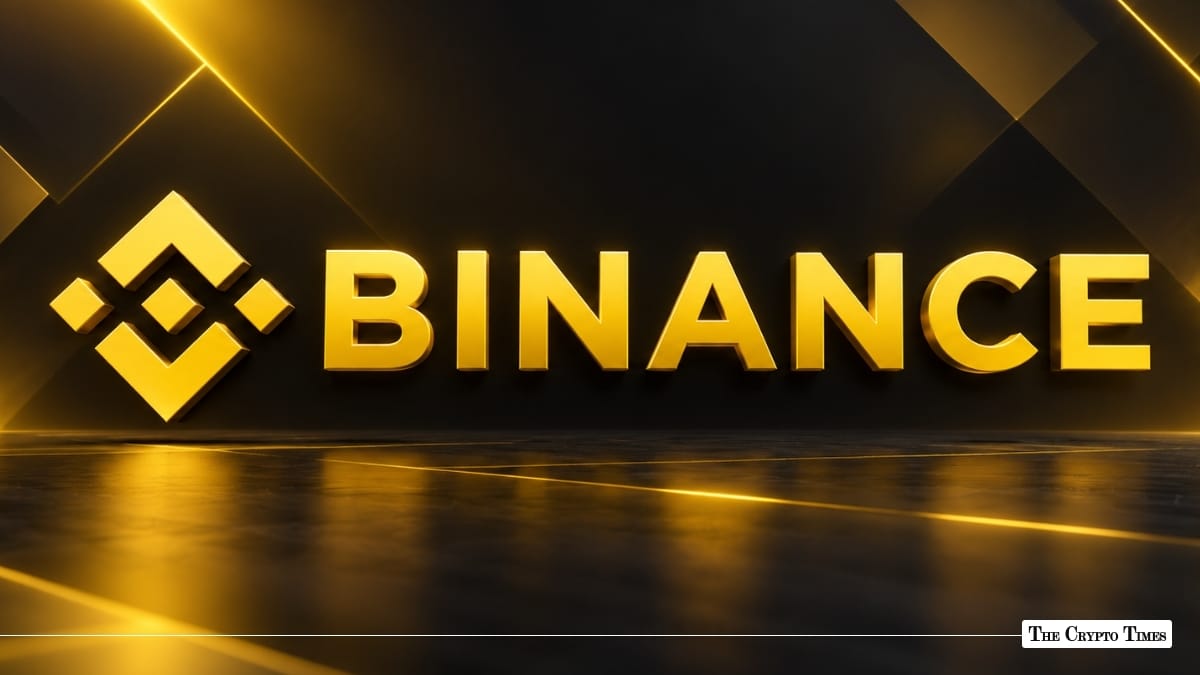 3D gold Binance logo on a dark background