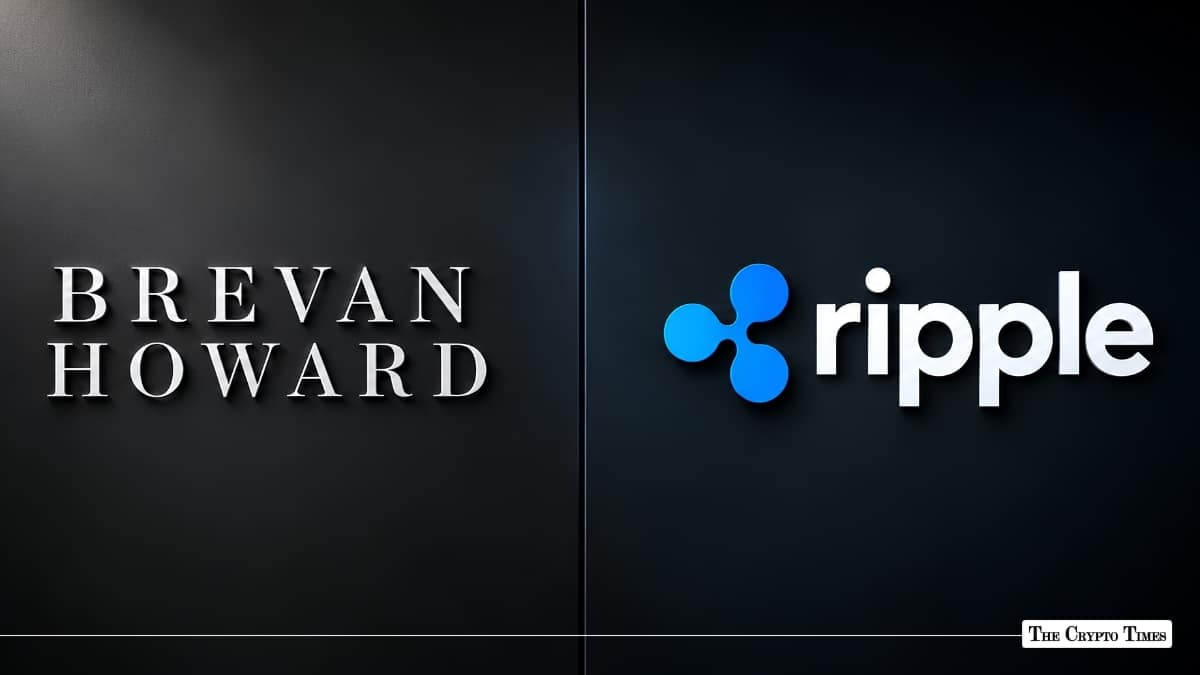 Brevan Howard and Ripple logos displayed side-by-side on a dark wall.
