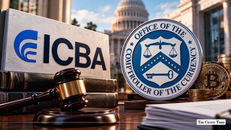 ICBA logo, OCC seal, and a wooden gavel positioned in front of the U.S. Capitol dome.