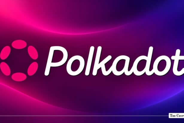Polkadot pink icon and white lettering on a pink and purple gradient background.
