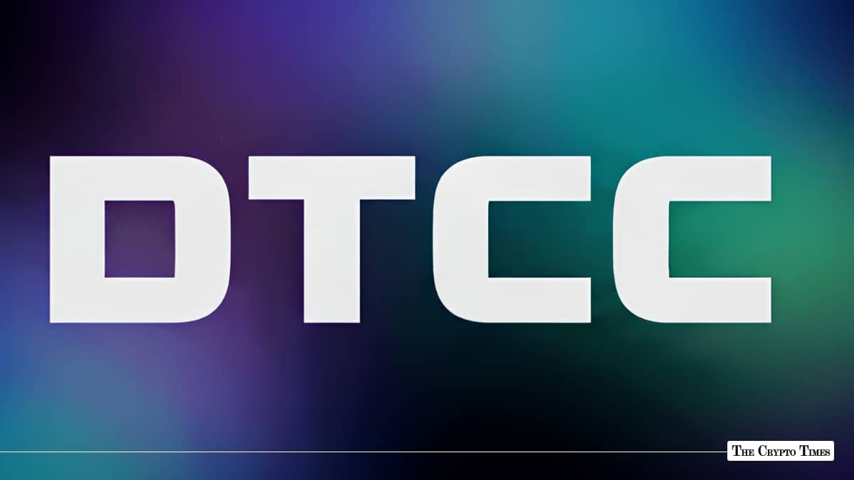DTCC corporate logo on a purple and teal background